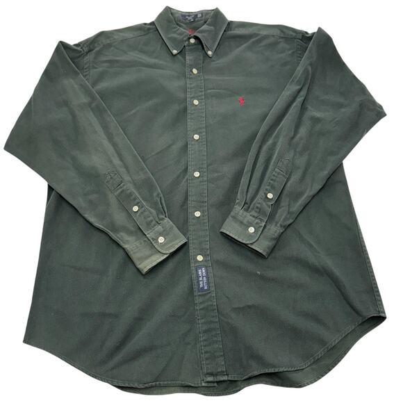 Ralph Lauren Shirt Mens Medium Green The Blaire Button Down Long Sleeve Pony - Picture 1 of 8